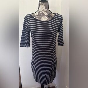 Seasalt Cornwall Organic Cotton Lambe Creek Dress in Navy & Grey Stripe- Small